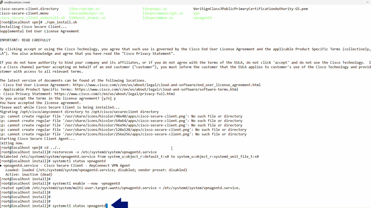 Terminal installation Screenshot